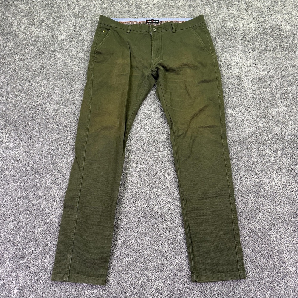 Denim Couture Pants Mens 34x30 Green Chino Canvas Stretch Casual Logo Pockets